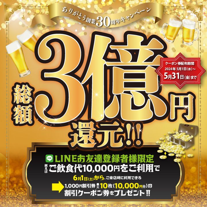 総額3億円還元キャンペーン！！！